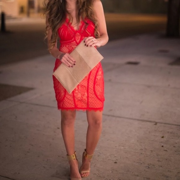 SALE Bebe wild fun orange lace dress S€XY CUT - Picture 7 of 7